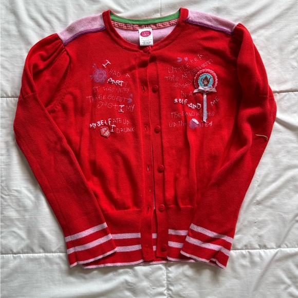 cakewalk Other - Cakewalk Girls' Red Button-Front Cardigan with Pink Trim